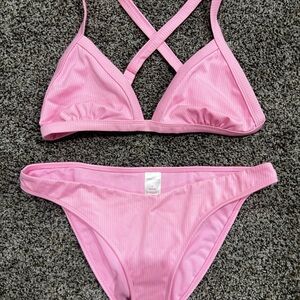 Pink Bikini Set with Crisscross Straps women’s XL